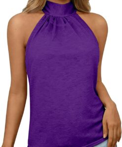 Camiseta sin mangas de verano con cuello halter para mujer, elegante chaleco sin mangas, blusa lisa casual de color liso, camisa suave y ligera para uso diario, playa, varios colores disponibles