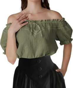 Scarlet Darkness Off Shoulder Casual Loose Fit Cotton Tops Blusas Mujer (Pack de 1)