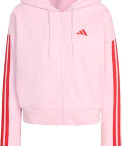 adidas Women's Chaqueta con Capucha Essentials French Terry 3 Bandas