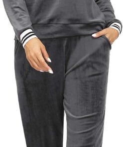 Irevial Nicki - Pijama Largo de Invierno para Mujer, de Terciopelo, Suave, de Dos Piezas, de Franela, Parte Superior y pantalón con Bolsillos