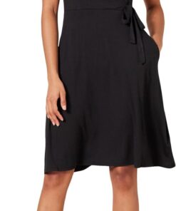 Amazon Essentials Mujer Vestido Efecto Cruzado de Manga Corta
