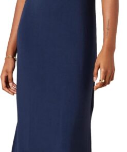 Amazon Essentials Vestido Midi de Punto de Manga Corta con Escote en Pico Mujer