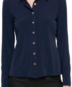 Tommy Hilfiger Long Sleeve Knit Collared Button Front Top Blusas Mujer (Pack de 1)