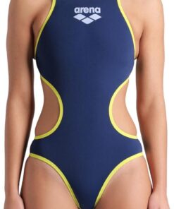 ARENA One Big Logo Bañador de Una Pieza para Mujer, Bañador Deportivo de Secado Rápido y Tejido MaxLife Eco, Resistente al Cloro y Protección UPF 50+ UV