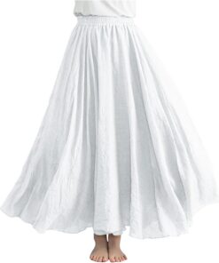 Faldas largas para mujer, estilo casual, cintura elástica, acampanada, con vuelo, falda larga de algodón y lino, para verano, playa, liquidación