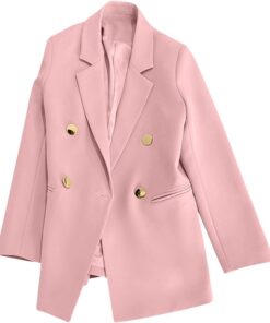 Blazers de manga larga para mujer, chaquetas de traje de doble botonadura a la moda del Reino Unido, chaquetas pequeñas para mujer, cuello de solapa, chaqueta de trabajo, elegante, de negocios, casual
