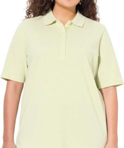 Ulla Popken Poloshirt, Piqué, Polokragen, Samt-Knopfleiste, Halbarm Camiseta Mujer