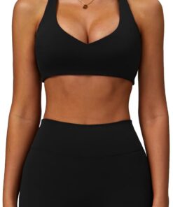 IMEKIS Gym Set Mujer Sport Outfit Racer Back Sportbh con pantalones cortos 2 piezas Yoga Pilates Ropa Entrenamiento Fitness Sportanzug