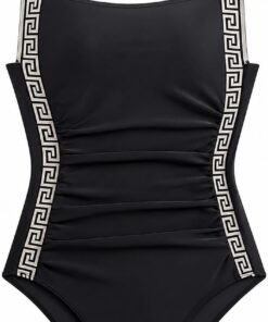 Traje de baño para mujer, adelgazante, espalda baja, cobertura completa, una pieza, vacaciones en la playa, 1 pieza, color negro (S-XL)