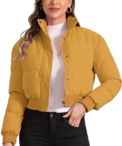 Allegra K Chaqueta bomber de invierno para mujer, holgada, acolchada, ligera