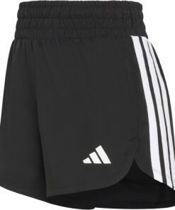 adidas Mujer Pacer Workout Woven High Rise Shorts, Black/White, XXS 5 Inch