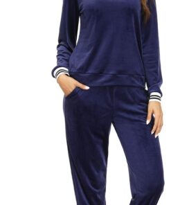 Irevial Nicki - Pijama Largo de Invierno para Mujer, de Terciopelo, Suave, de Dos Piezas, de Franela, Parte Superior y pantalón con Bolsillos