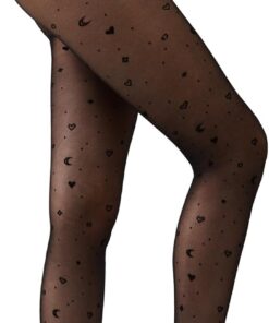 Conte elegant Moon 30 den Pantys de Fantasía para Mujer Diseño de Lunas Finos Elásticos con Puente de Algodón Puntera Reforzada Moda Diario Fiesta, Negro