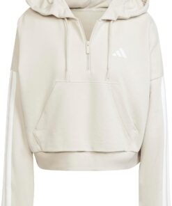adidas Women's Sudadera con Capucha Essentials French Terry Quarter-Zip 3 Bandas