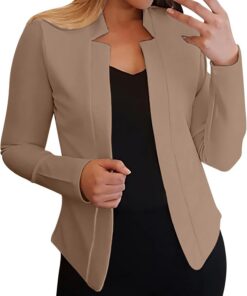 HUIFUAO - Blazer negro elegante para mujer, chaquetas de traje y chaquetas de manga larga, color sólido, chaqueta de traje de negocios, abrigos para mujer