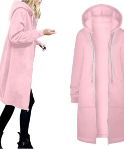Sudadera con capucha para mujer, abrigo de invierno, bolsillos cálidos, con cordón, cremallera, abiertas, delgadas, chaquetas largas, prendas de vestir exteriores