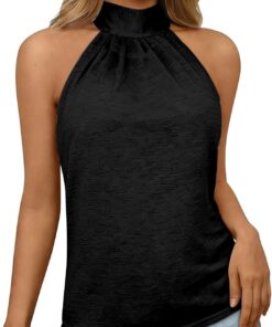 Camiseta sin mangas de verano con cuello halter para mujer, elegante chaleco sin mangas, blusa lisa casual de color liso, camisa suave y ligera para uso diario, playa, varios colores disponibles