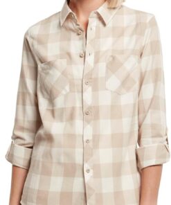 Urban Classics Camisa a Cuadros Mujer Turnup Mujer Camisa de Franela Negro/Rojo Regular