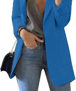 YMING Mujer Chaqueta De Traje con Abertura En La Parte Delantera Cuello De Solapa Chaqueta De Manga Larga De Gran Tamaño