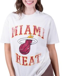 Ultra Game NBA Official - Conjunto de camiseta y pantalón corto súper suave para mujer, Miami Heat, color blanco, talla L