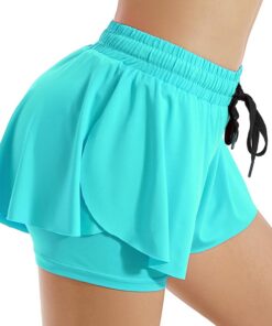 ThreeH Mujer Fluido Yoga Shorts 2 en 1 Elastano Rápido Dry Deportes Fitness Correr Pantalones Cortos Verano