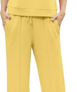 GRECERELLE Conjunto de dos piezas para mujer, conjunto completo de chándal de verano de manga corta para mujer, conjunto completo de ropa de descanso para mujer, cuello redondo, manga casquillo y