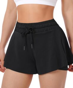 ThreeH Mujer Fluido Yoga Shorts 2 en 1 Elastano Rápido Dry Deportes Fitness Correr Pantalones Cortos Verano