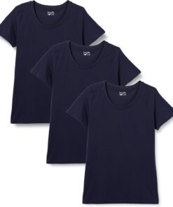 berydale Camisetas Mujer, 100% Algodón, Cuello Redondo (Paquete de 3 y Paquete de 5)
