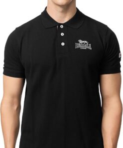 Lonsdale London BRUAN Hombre Polo Negro 100% algodón Estrechos