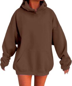 Sudadera para Mujeres Oversize con Capucha Holgada con de Forro Polar básico Liso Talla Grande Hoodie Suave y Confortable Suelto Manga Larga Suéter Cálido Pullover Otoño Invierno,S-5XL Casual