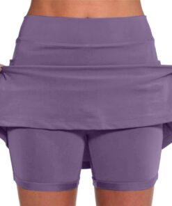 Falda deportiva para mujer, cintura alta elástica, para tenis, yoga, falda corta degradada, control de abdomen, pantalones deportivos ajustados