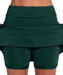 Falda deportiva para mujer, cintura alta elástica, para tenis, yoga, falda corta degradada, control de abdomen, pantalones deportivos ajustados