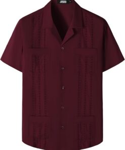 JOGAL Guayabera - Camisa cubana de manga corta para niños, casual, con botones