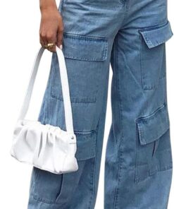 Pantalones de Mezclilla Holgados para Mujer, Pantalones Cargo Y2K, Pantalones de Mezclilla de Cintura Alta, Jeans de Pierna Ancha con Bolsillos, Vintage, Casual, Ropa de Calle, Talla 6-20