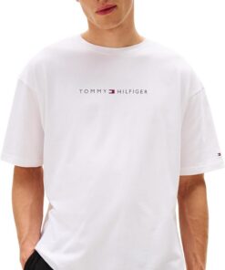 Tommy Hilfiger Camiseta de Manga Corta Hombre Logo con Cuello Redondo
