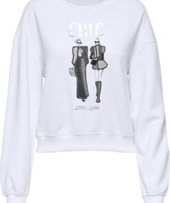 ONLEMILY L/S DENIM PRINT O-NECK SWT BrightWhiteChi XL