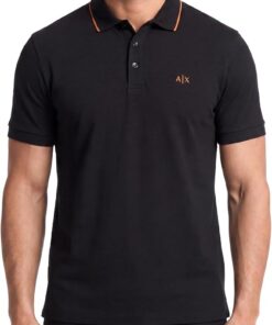 Armani Exchange Essential, Short Sleeve Stiped Collar Side Monogram Logo Polo Hombre