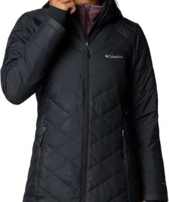 Columbia Heavenly Long Hooded Jacket, Chaqueta Acolchada Con Capucha para Mujer