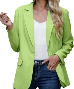 Blazers de manga larga para mujer, con solapa de muesca del Reino Unido, cuello abatible, con hombros acolchados, chaqueta de traje casual ajustada para otoño 2025, chaquetas de trabajo para mujer