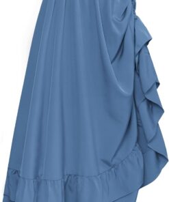 SCARLET DARKNESS Falda larga Steampunk para mujer, cintura alta, elástica, escalonada, ajustable, de doble capa, con volantes | Capas, talle alto, traje medieval, para Ren Faire, Halloween