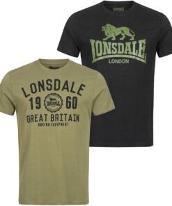 Lonsdale Bangor Double Pack Camiseta Hombre (Pack de 2)