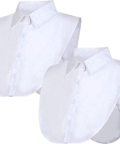 2 Piezas Collar Falso de Dama Blusa Media Camisa Cuello Falso Desmontable Camisa OL Joker Collar Decorativo Collar Dickey Corbata con Puño Falsa Punta de Solapa para Mujer