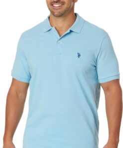 U.S. Polo Assn. Polo clásico para Hombre, Polo de piqué con Cierre de Dos Botones, Camisa de Golf de Moda de Verano | Polo de piqué con cierre de dos botones, camisa de golf de moda de verano