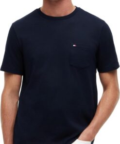 Tommy Hilfiger Camisetas de Manga Corta Hombre Essential con Bolsillo en el Pecho