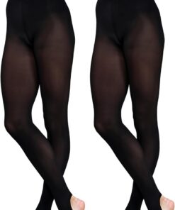 Silky Dance 2 pares de medias de baile con estribo con acabado mate, 60 denier, medias de jazz para niñas, niños, adultos, mujeres, color negro y marrón