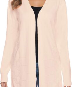 iClosam Cárdigan Largo Mujer de Punto Abierto con Cuello Chal Manga Larga | Estilo casual tipo kimono, chaqueta ligera para verano, combina con camisolas y pareos, como capa ligera, para paseos diarios