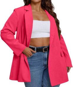 Blazers largos para mujer, chaquetas de traje con cuello de solapa de muesca clásica del Reino Unido, chaquetas de traje con un botón, chaqueta holgada casual, elegante, para oficina, trabajo, ropa de