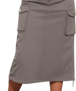 Allegra K Falda cargo Y2K para mujer, con abertura trasera ajustable, cintura alta, casual, acampanada, falda de mezclilla
