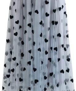 CHICWISH Falda midi de malla de doble capa para mujer, caramelo/azul polvoriento/blanco/negro