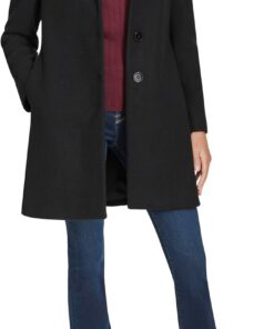 Calvin Klein Classic Faux Wool Overcoat – Long Button Front Winter Jacket Abrigo de guisante Mujer (Pack de 1)